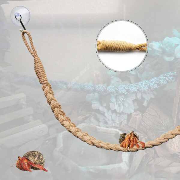 2 Pack 25.6" Hermit Crab Climbing Toys, Hanging Hermit Crab Rope Ladder, Hermit Crab Supplies, Reptile Vines Toys, Reptile Tank Terrarium Accessories, Habitat Decor for Leopard - Image 5