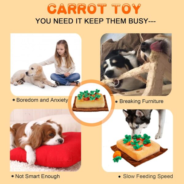 JOYELF Hide and Seek Plush Dog Toys, Interactive Squeak Dog Toys Teething Chew Toys Plush Carrot Field Educational Toys for Small Medium Large Dogs and Cats with 8 Carrots - Image 8