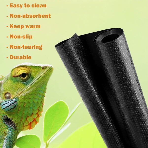 XIEHUZA Bearded Dragon Tank Accessories, Non-Adhesive Reptile Carpet Bedding Substrate for Terrarium, Reptile Mat Terrarium Liner Tank Flooring for Leopard Gecko, Snake, Lizard and Tortoise, 18x80 IN - Image 4
