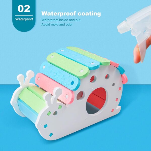 5 Pcs Hamster Toys Set Rainbow, DIY Hamster Hideout House Rainbow Bridge Swing and Seesaw, Pet Sport Exercise Toys Set Hamster Cage Accessories for Gerbil Mouse and Small Pets (S) - Image 3