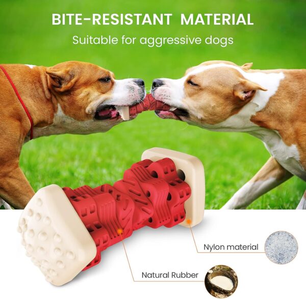 RUXAN Indestructible Dog Chew Toy for Aggressive Chewers, 3 in 1 Tough Dog Puzzle Toys with Beef Flavor, Interactive Treat Dispensing Dog Toys for Small/ Medium/ Large Boredom Dogs - Image 5