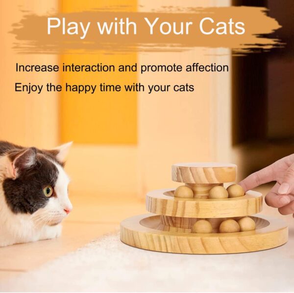 TSKDKIT Cat Toy Roller Exerciser Fun Cat Toy Indoor Pet Interactive Toy Bamboo Cat Ball Toy with Double Layer Rail, Teaser Cat Ball Toy for Kitten Puppy etc - Image 4