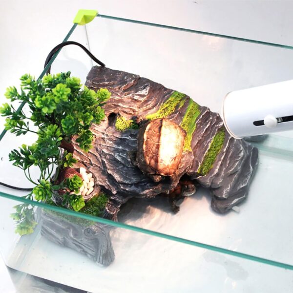 Reptile Hideout Caves Turtle Ramp Basking Platform Habitat Shelter Decor Humidify Hide Cave Resin Rock (L) - Image 3