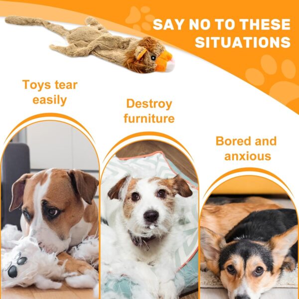 Jeeper Squeaky Dog Toys, 3 Pack no Stuffing Durable Plush Dog Squeaky Chew Toys Set for Puppy Small Medium Large Dogs Playing Making Fun, Wolf, Tiger, Leopard and Lion - Image 5