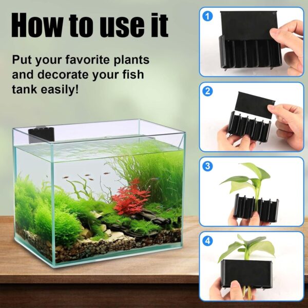 XIHIRCD 2pcs Aquarium Plant Holder, 5 Holes Aquarium Planter Box Plastic Aquatic Plant Cup Holder Hanging Aquarium Plant Basket Rack Stand Hanger Accessory for Fish Tank Decorations - Image 5