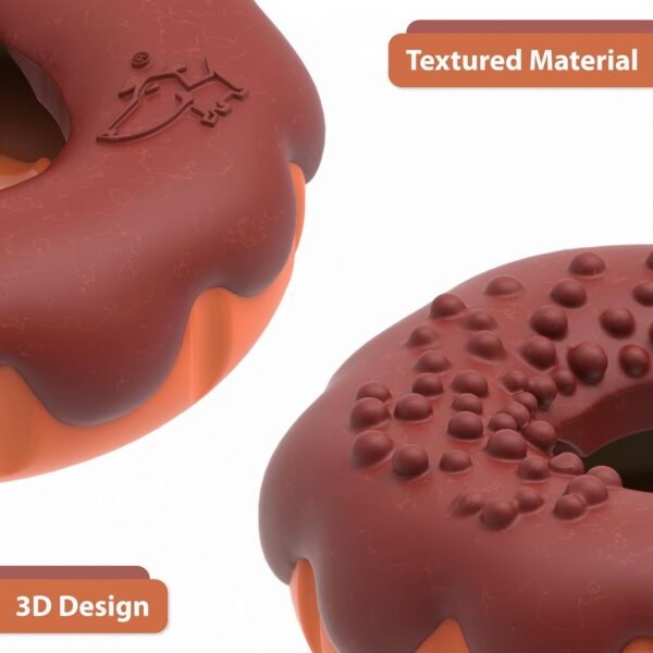 PetBuds Indestructible Dog Toys - Interactive Dog Toys For Boredom - Doughnut Shape Treat Dispenser Dog Toy and Chew Toys For Dogs - 2 in 1 Dog Treat Toy and Dog Chew Toys. (Fleshy Brown, Doughnut) - Image 5