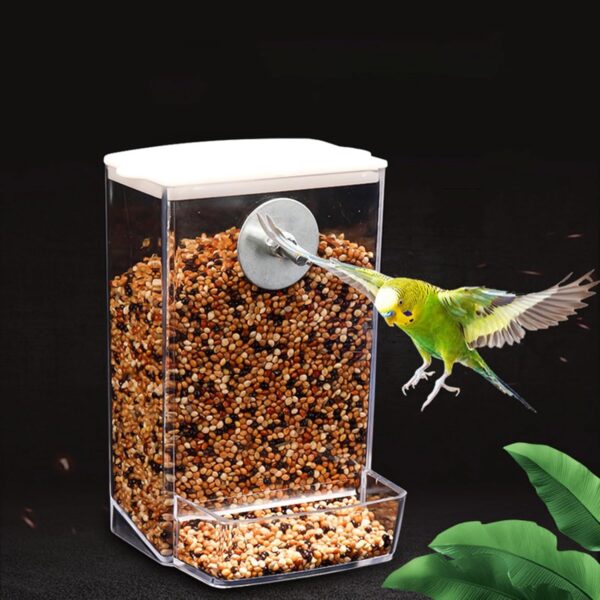 Bird Feeding Box Dustproof Food Dispenser AntiSplash Parrots Food Feeding Birds Cage Screw Feeder Clear Food Container - Image 4