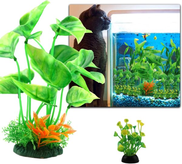 QUOZUO 20pcs Fish Tank Accessories Aquarium Decorations Green Plants, Green Fish Tank Decorations Plastic Plants, Fish Tank Decor, Small to Large - Image 5