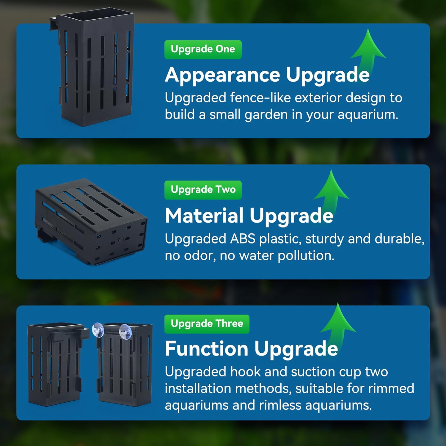 Upgraded Aquarium Plant Holder with Hooks and Suction Cups for Fish Tank Aquaponic Plants Cultivation and Aquascape Decorations (Black) - Image 3