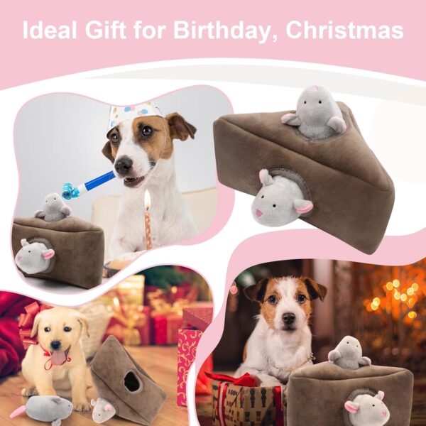 vocheer Squeaky Dog Toys, Durable Interactive Hide and Seek Plush Puzzle Dog Toys for Medium Small Dogs, Pets, Christmas Dog Toy, Mouse Dog Toys - Image 6