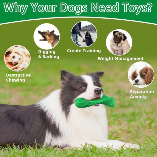 RUCACIO Upgraded Dog Toys, Indestructible Dog Chew Toy For Medium Small Chewers, Durable Dog Toothbrush Toys, Dog Dental Care Teeth Cleaning Toy, Puppy Dog Birthday Gifts (Green) - Image 4