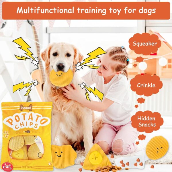 CUUOOT Dog Snuffle Toys Crinkly Squeaky Dog Toys Interactive Plush Dog Treat Puzzle and Enrichment Dog Toys for Small Medium and Large Dogs (UK-Potato-chips-01) - Image 4