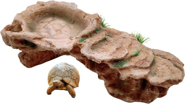 M2cbridge Reptile Hide Resting Step Ledge Cave Hideout Turtle Basking Platform – Great for Reptiles, Amphibians, and Fish (Sandy Brown) - Image 3