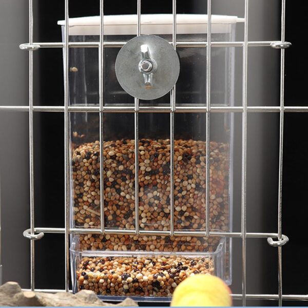 Bird Feeding Box Dustproof Food Dispenser AntiSplash Parrots Food Feeding Birds Cage Screw Feeder Clear Food Container - Image 8