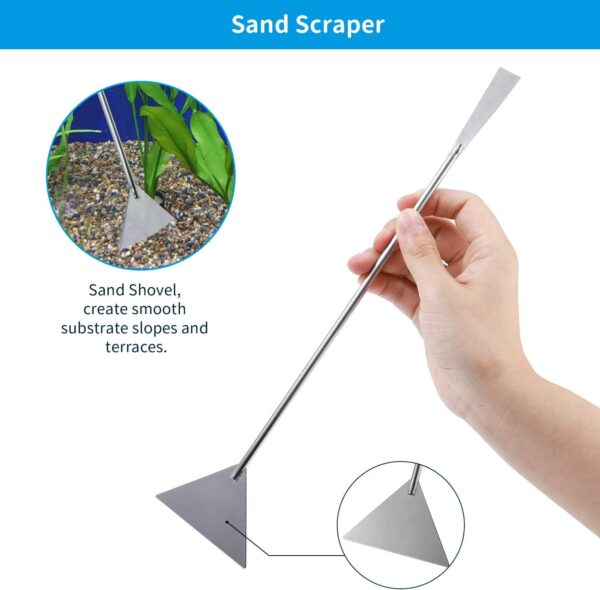 PETTOM Aquascaping Tool Set - Aquatic Plant Tweezer Scissor Substrate Spatula Aquarium Scraper 5 in 1 Stainless Steel Fish Tank Starter Kit & Aquarium Tank Plant Kit - Image 5