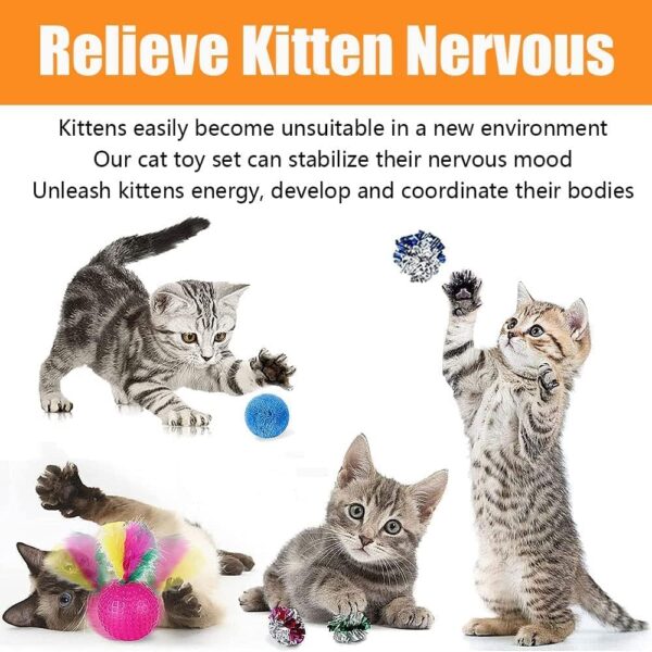 21 Pcs Cat Toys for Indoor Cats Adults, Kitten Toys for Indoor Cats, Cat Tunnel Toys, Cat Toys Set Feather Wand Ball Toy for Kitten Cats - Image 3