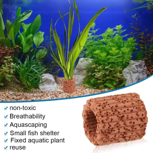 25 Pcs Aquarium Water Plants Fixed Ring, Ceramic Aquatic Water Plant Fixed Ring for Aquarium Landscape, Fish Tank Pottery Holder Plant Gravity Ring, Aquarium Decoration - Image 3