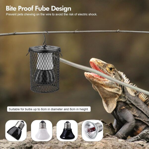 Evoloo Reptiles Ceramic Heating Lamp with Guard,Anti-scalding Lampshade with UK Plug,100W Ceramic Heat Lamps Lampshade Holder,Infrared Reptile Heat Bulb with Anti Hot Bracket Cage for Bearded Dragon - Image 3