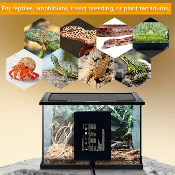 FIPASEN Reptile Heating Mat with Digital Thermostat, 8x12 Inch Terrarium Heat Mat for Tortoise/Snakes/Lizard/Gecko/Hermit Crab/Frog/Spider/Insect Breeding/Plant Box - Upgraded Reptile Heating Pad - Image 8
