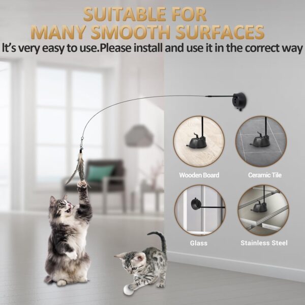 ROSAUI Interactive Cat Toys Set with Feather Wands, Mice, and Suction Cup Rods - Image 3