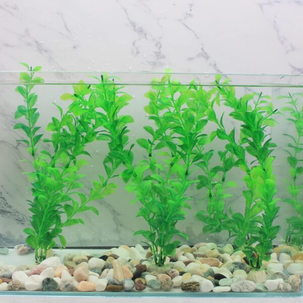 RJMBMUP Fish Tank Decorations，Long Artificial Plastic Plants Aquarium Ornaments Green Color Accessories Set for Tropical Goldfish 6 Pack - Image 6