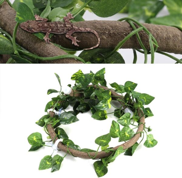 SOONHUA Reptile Vines,Plant Garland,Reptile Climbing Branch Flexible Jungle 3.28ft Rattan 1Pc Vine for Chameleon Snakes Lizards Gecko (3.28ft Rattan+ lvy Leaves) - Image 6