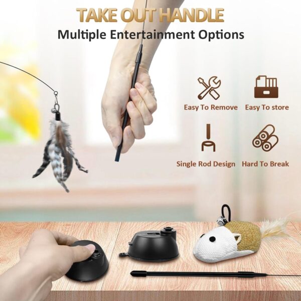 ROSAUI Interactive Cat Toys Set with Feather Wands, Mice, and Suction Cup Rods - Image 5