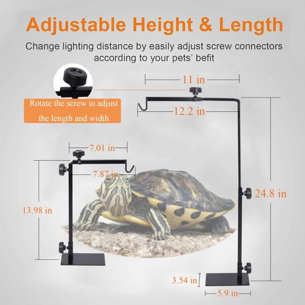 Poweka Reptile Lamp Stand, Adjustable 13''-25'' Terrarium Light Stand for Metal Basking Reptile Light Fixture Hanger Suitable for All Reptile Domes Lamp Heat Lamp Stand - Image 3