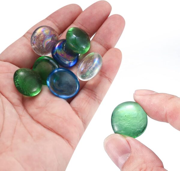 YITYDaMai 1KG Mixed Color Glass Pebbles, Decorative Clear Flat Round Glass Beads Stones Marbles for Vase Garden Plant Pots Flowerpot Aquarium Filler Decorations - Image 3