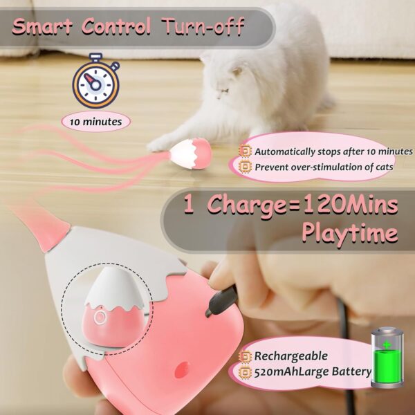 Interactive Cat Toys for Indoor Cats, Automatic Irregular Moving Cat Toy with Lifelike Prey's Tail Silicone Tail, 2 in 1 Rechargeable Exercise Cat Wand Toy for Cats Adult (GJWB) (Pink) - Image 6