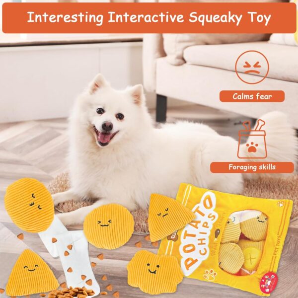 CUUOOT Dog Snuffle Toys Crinkly Squeaky Dog Toys Interactive Plush Dog Treat Puzzle and Enrichment Dog Toys for Small Medium and Large Dogs (UK-Potato-chips-01) - Image 5