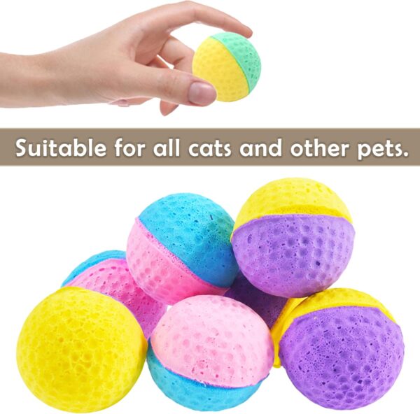 BIPY 20PCS Cat Toy Balls Foam Latex Cats Balls Toys Elastic Sponge Ball Colorful Indoor Kitten Interactive Catch Chase Chew Balls Toy for Kittens Pets Play Exercise Ball Supplies Random Color (4cm) - Image 5