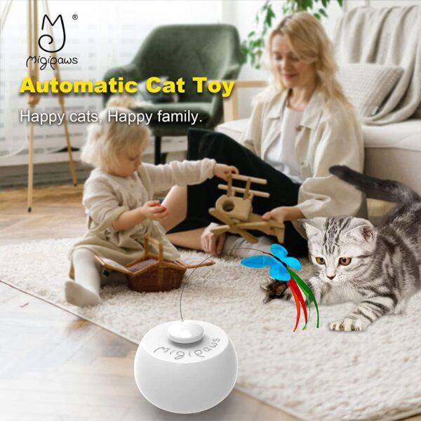 Migipaws Cat Toys,Interactive Butterfly Feather Kitten Toy,Spin with Smart Rolling Ball for Indoor Cats,Self Play Automatic Touch Senser, 3 Refills - Image 4