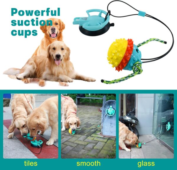 Dog Toys Ball,Interactive Dog Toys Tug of War,Dog Toys for Aggressive Chewers,Dog Self Playing Toys for Boredom With Individually&Removable Suction Cups, Also For Pets Bathing Brushing Playing - Image 2
