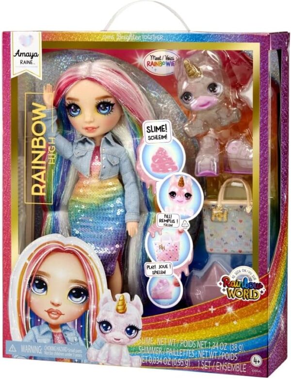 Rainbow High Fashion Doll with Slime & Pet - Amaya (Rainbow) - 28 cm Shimmer Doll with Sparkle Slime, Magical Pet and Fashion Accessories - Kids Toy - Great for Ages 4-12 Years - Image 4
