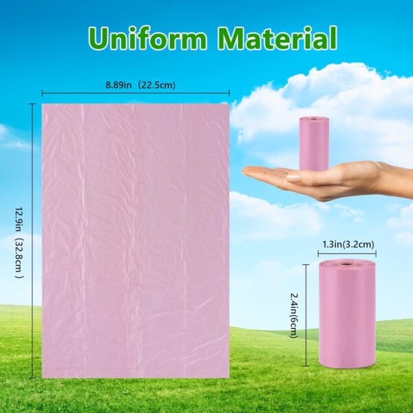 Nineaccy Biodegradable Pink Dog Poo Bags Lavender scent with Dispenser - 300 Large Poop Bags, Extra Thicken Strong Corn Starch Blended Compostable Leak Proof Poop Waste Bag for Dogs - Image 7
