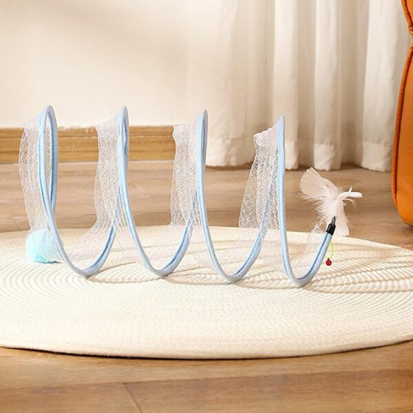 Moyubath Collapsible Cat Tunnel for Indoor Cats, Cat Tube Tunnel Pet Interactive Play Toy with Feather Sisal Ball Springs Exercise Toys for Kitten Small Animals - Image 6