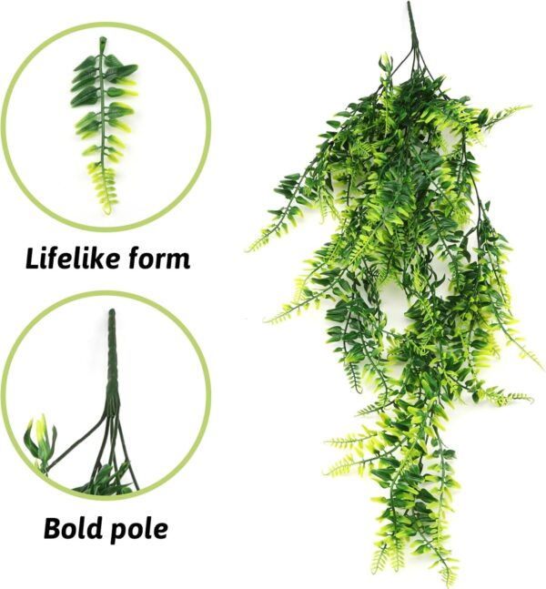 QUOZUO Reptile Plants, Terrarium Hanging Plant Vines Artificial Leaves Reptile Hide, Leopard Gecko Tank Accessories, Terrarium Decorations for Bearded Dragon Lizard Snake Chameleon - Image 4