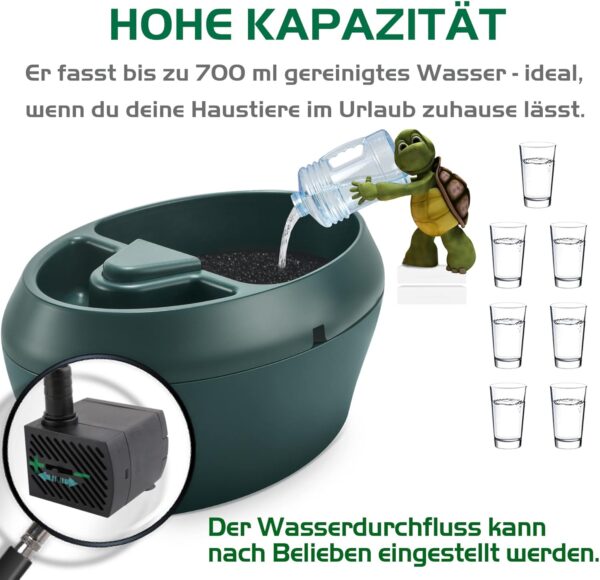 NEPTONION Reptile Chameleon Cantina with Snacks Trough, Drinking Fountain Water Dripper for Amphibians Insects Lizard Turtle Snake Spider Frog Gecko, Comes with Two Pumps (One for Replacement) - Image 4