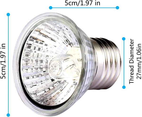 PewinGo 4 Pack 50W UVA UVB Heat Lamp Bulbs for Reptiles, Heating Emitter Bulbs for Amphibian, Terrariums, Cages, for Tortoise, Snake, Frog, Lizard, Chameleon, Hermit Crab, Cockatoo. Halogen, Orange - Image 4