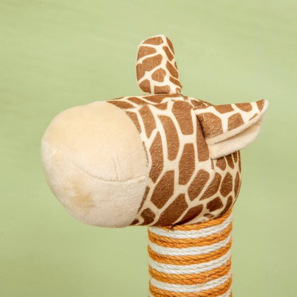 PawHut Cat Tree for Indoor Cats Cute Giraffe Kitten Play Tower w/Scratching Posts, Tunnel, Toy Ball, 48.5 x 34.5 x 101cm - Beige - Image 8