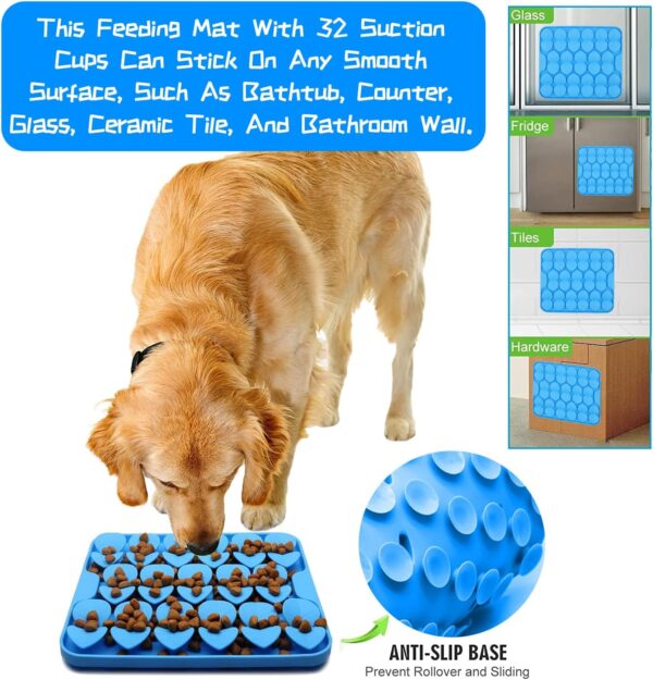 WUBAYI Licky Mats for Dogs,Feeding Mats for Dogs,Snuffle Mat,Wet Food Lick Mat Pad with Suction Cup,Encourages Natural Foraging Skill for Dogs and Cats (Blue) - Image 4