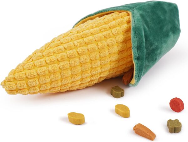 CHEWFFON Dog Toys, Soft Plush Corn Shape Dog Chew Toy with Squeaker for Small Medium and Large Dogs, Interactive Crinkle Puppy Puzzle Toys - Image 2