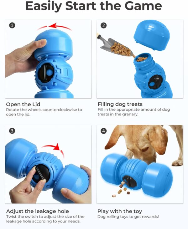 LACCEN Interactive Dog Toy, Rolling Dog Treat Dispenser Slow Feeder, Funny Giggle Dog Puzzle Toy, Reduce Boredom Improve IQ, Dog Treat Toys for Boredom Medium Large Dogs (Blue) - Image 7