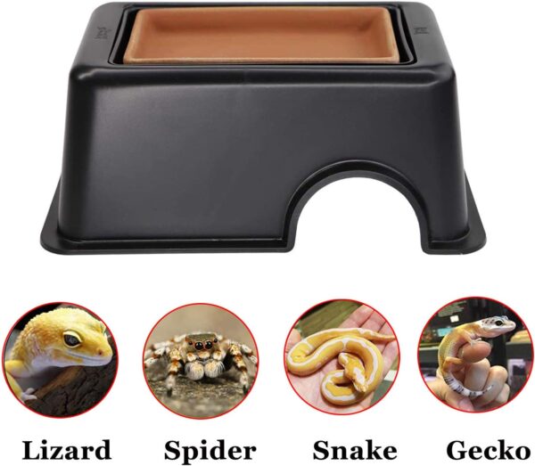 Hamiledyi Reptile Hide Box Gecko Hideout Cave with Sink Humidifier Lizards Hideaway Hut Flexible Leaves Pet Habitat Decor for Snakes Leopard Spiders Turtles Amphibians - Image 7
