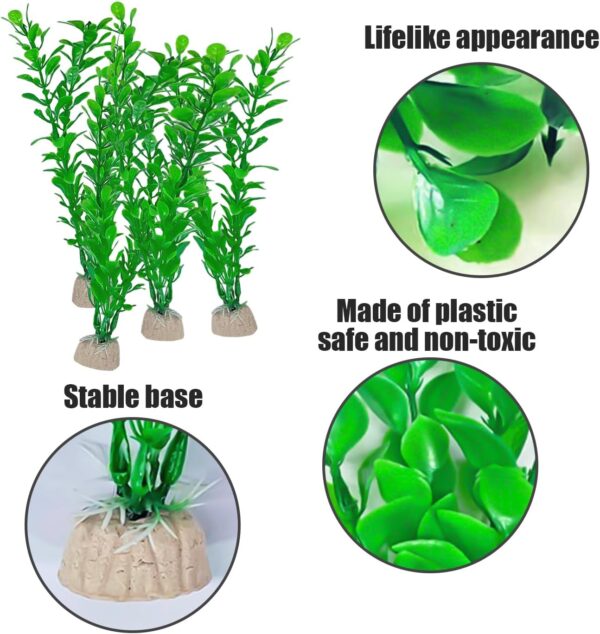 TYGFRT 6 Fish Tank Artificial Plants, Aquarium Aquatic Plant Accessories, Fish Tank Plants, Aquarium Decorations, Aquarium Plastic Aquatic Plants, Fish Tank Accessories and Ornaments (Green) - Image 3