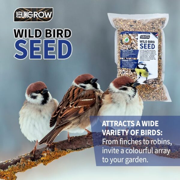 Wild Bird Seed - UKGROW Premium Blend for Garden Birds | Eco-Friendly, Nutrient-Rich Mix | Available in 1L, 2L, 3L, 4L, 5L, 10L, 20L Sizes (1 Litre) - Image 2