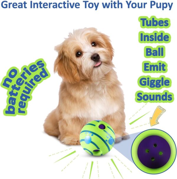 Holdfiturn 2Pcs Interactive Giggle Ball for Dogs Durable Entertaining Dog Toy Squeaky Toy with Unique Sounds Dental Health Chew Toy Suitable for Cats Dogs 5.1" Size - Image 5