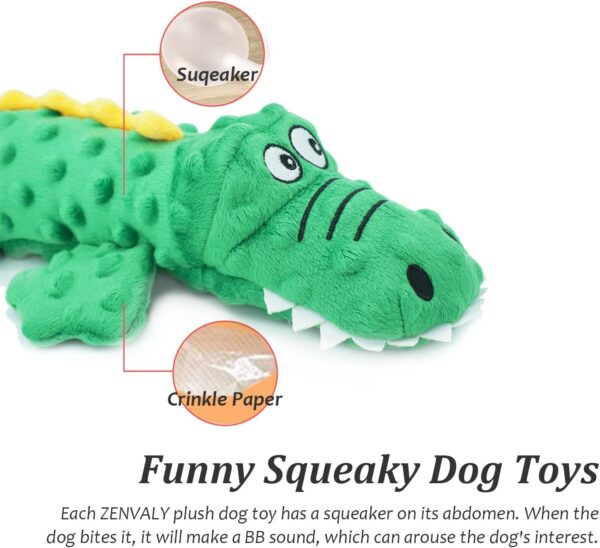 ZENVALY Dog Plush Toy, Interactive Squeaky Dog Toys, Soft Plush Pet Toy, Crocodile Toys for Puppy, Tough Chew Toys, Durable Dog Training Toys for Small and Medium Dogs, Blue - Image 4
