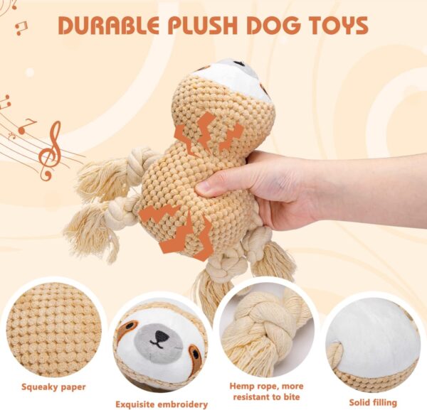 Nobleza Dog Squeaky Toys, Interactive Play Soft Plush Rope Toy, Cotton Material, Dog Toys For Small Medium Dogs, Teething Toys, Brown. - Image 2